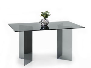 Masă sufragerie Fernandez (sticlă fumurie)