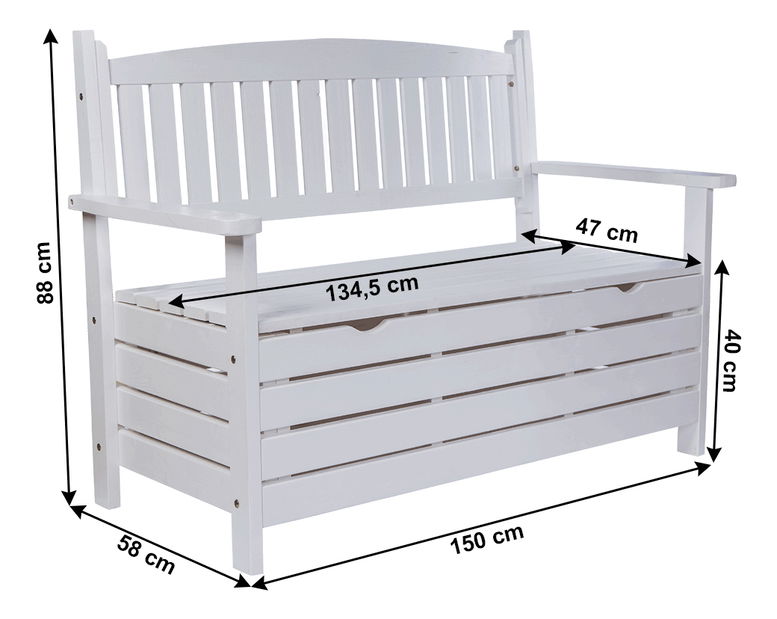 Bancă de grădină 150 cm Amelli (Alb)