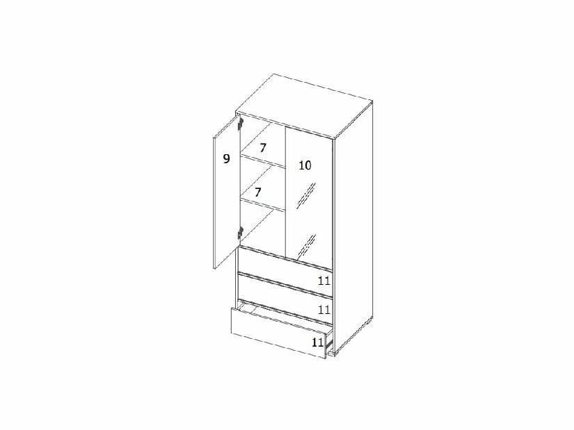 Dulap cu rafturi Verania V3 (Negru + nuc)