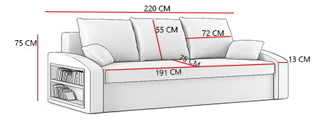 Pohovka Houda (sivá + biela) (s poličkou) *bazár
