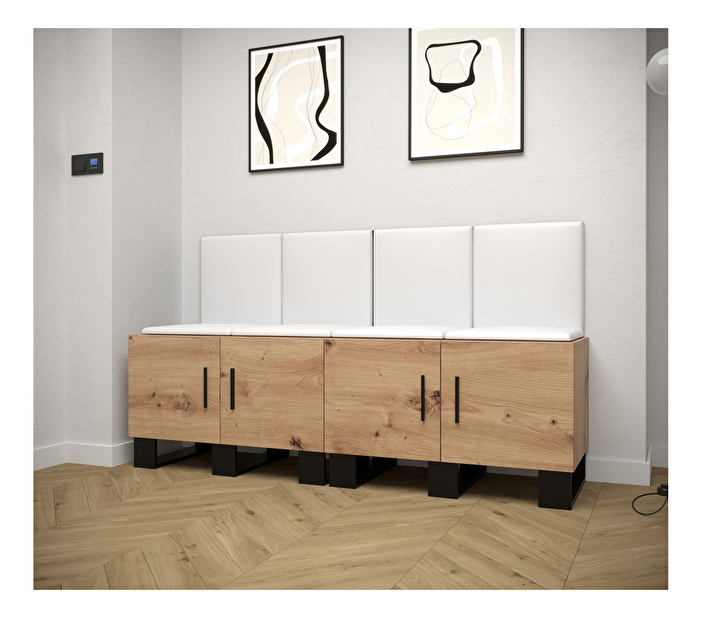 Set mobilier pentru hol Amanda 20 (Stejar artisan + Alb)