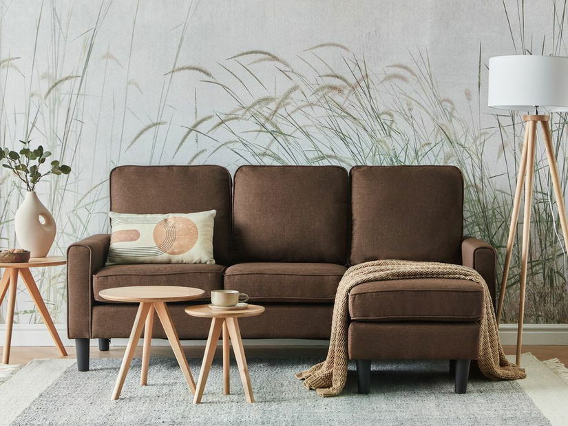Pohovka trojsedačka Arran (hnedá) (s taburetkou)