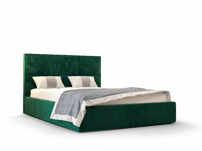 Bračni krevet 160 cm Elna (tamnozelena) (s podnicom i prostorom za odlaganje)