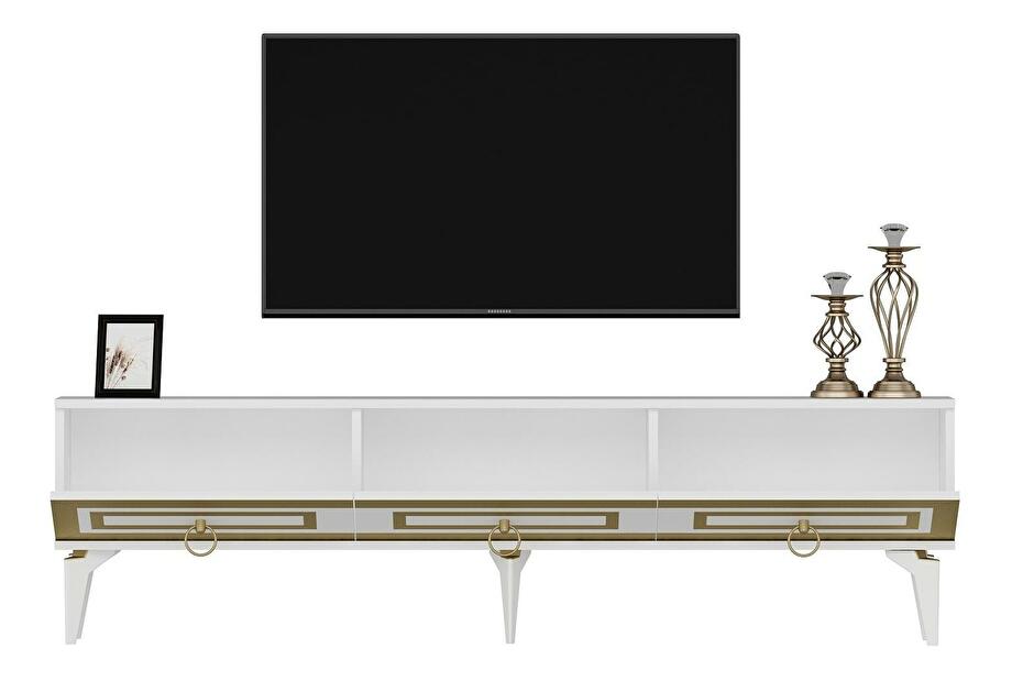 TV stolík/skrinka Pemava 2 (biela + zlatá) 