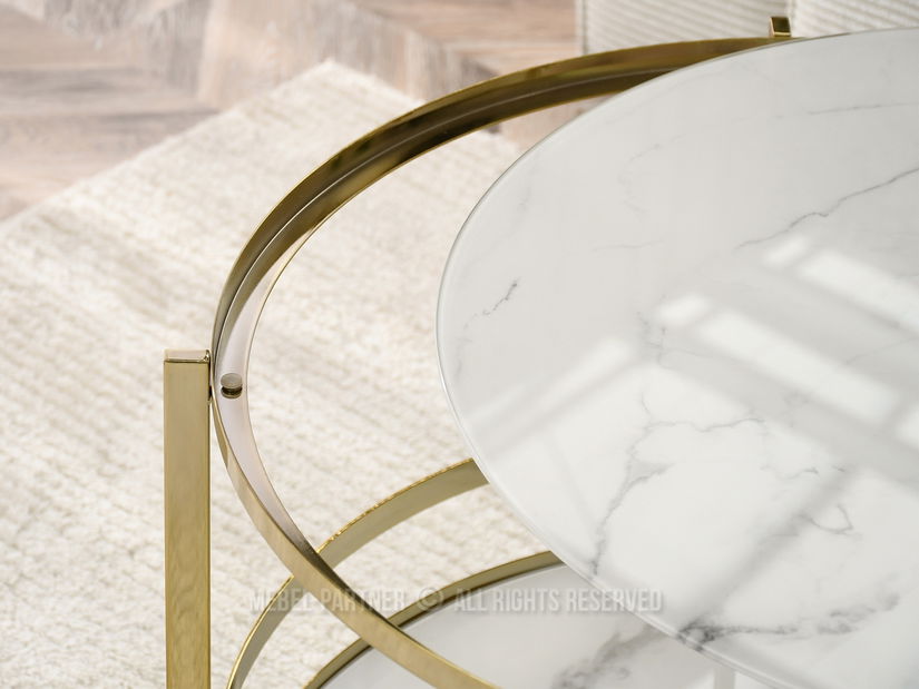 Dohányzóasztal Chici (fehér márvány + arany)