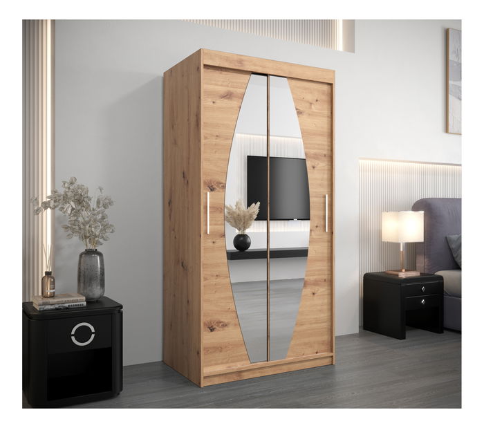 Šatníková skriňa 100 cm Eclipse (dub artisan + dub artisan)