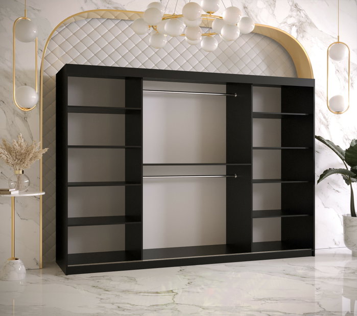 Dulap de haine cu oglindă 250 cm Riana Wa 2 250 (negru)