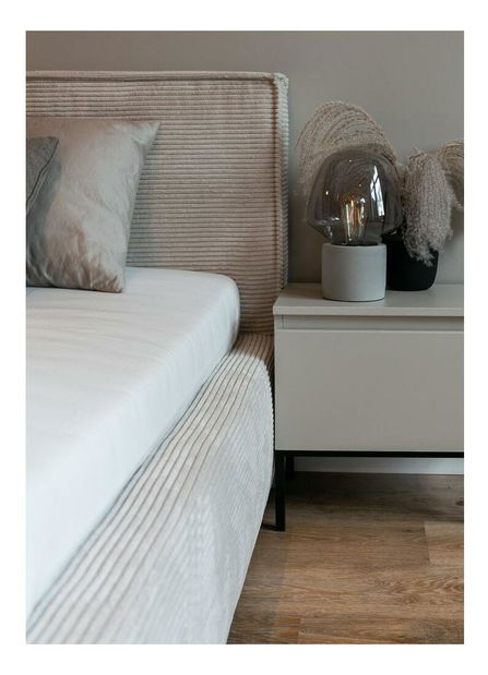 Bračni krevet 160 cm Fatime (s podnicom) (s prostorom za odlaganje) (sivo-bež + crna)