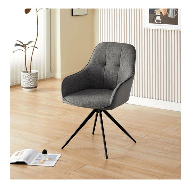 Okretna blagovaonska fotelja Forelan (siva + crna) 