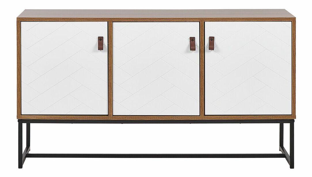 Skrinka NAVVEA (trojdverová) (svetlé drevo + biela)