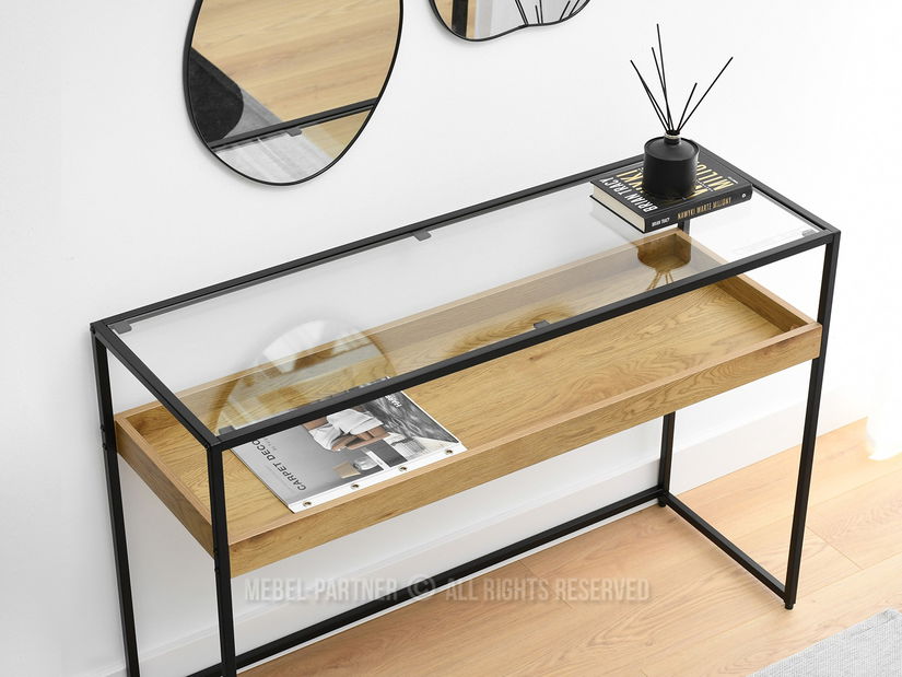 Konzolový stolík Eliash (dub + čierna)