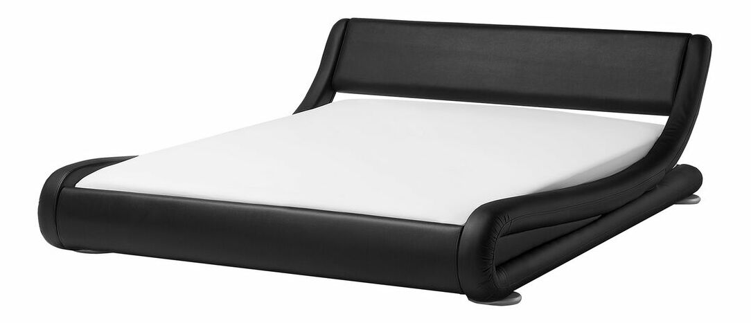 Pat matrimonial 180 cm AVENUE (cu somieră) (negru mat)