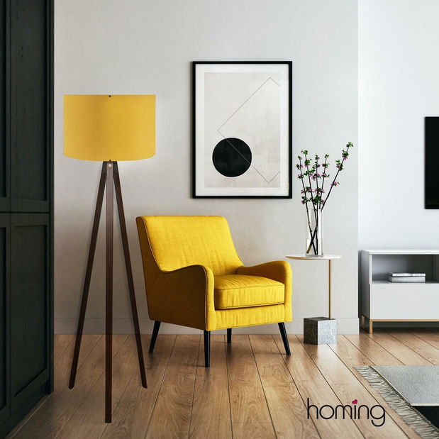 Lampă de podea Amorekko 3 (galben + maro)