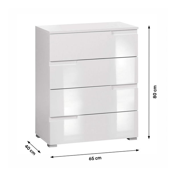 Comodă cu sertare Merissa typ 4 (alb lucios + alb) 