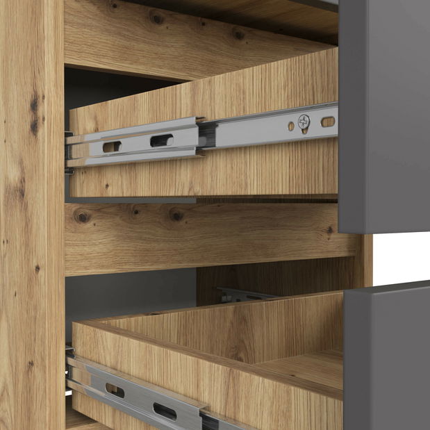 Noptieră Contragolpe (stejar artisan + grafit)