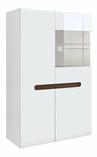 Vitrína BRW Azteca Trio SFK1W1D/14/9 (biela + lesk biely)