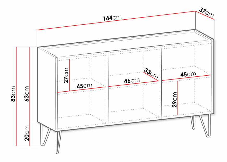 Comodă largă Amaryllis AK144 (marmură regească Negru)