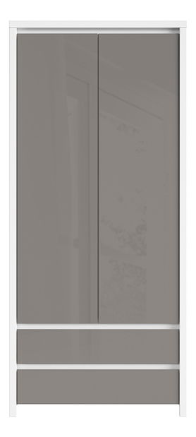 Ruhásszekrény Kasey SZF2D2S (fehér + fényes szürke)