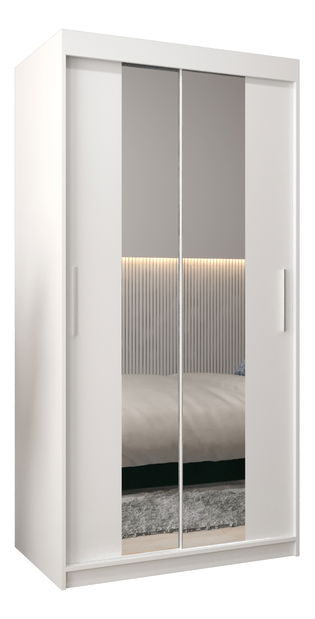 Dulap de haine 100 cm Toki 1 (alb mat + alb mat)