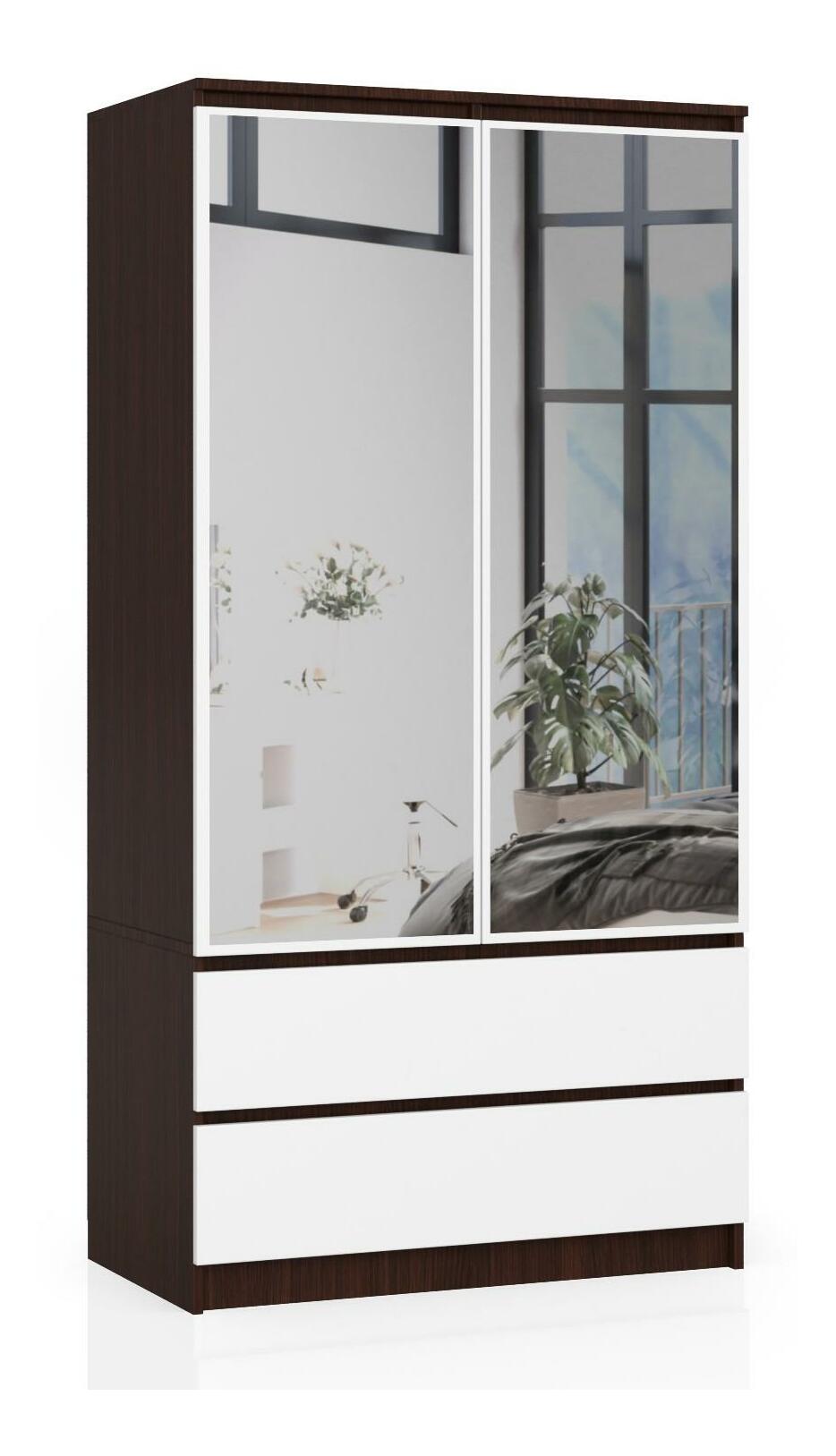 Dulap de haine Safwan II (wenge + Alb) (cu oglindă)