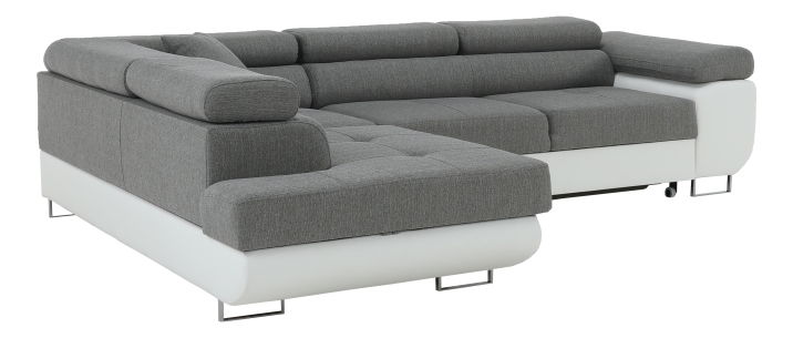 Rohová sedačka Amalinara (biela + sivá) (L)