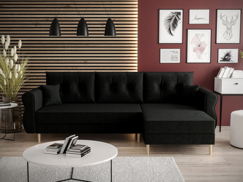 Rohová sedacia súprava Arcane L (čierna) (P)