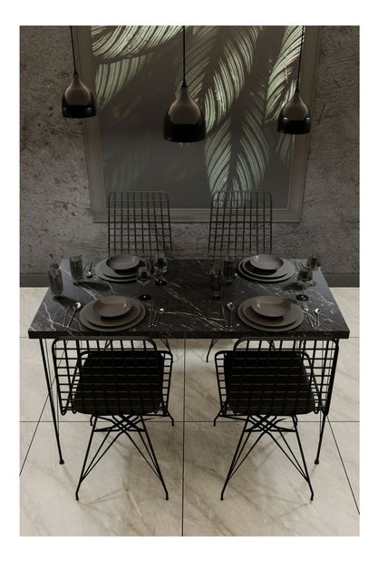 Masă sufragerie Brandy (pentru 4 persoane) (Negru) 