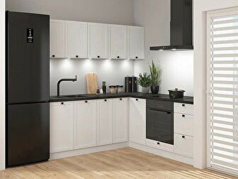 Rohová kuchyňa BRW Junona Line 200 + 200 cm (biela + biela)
