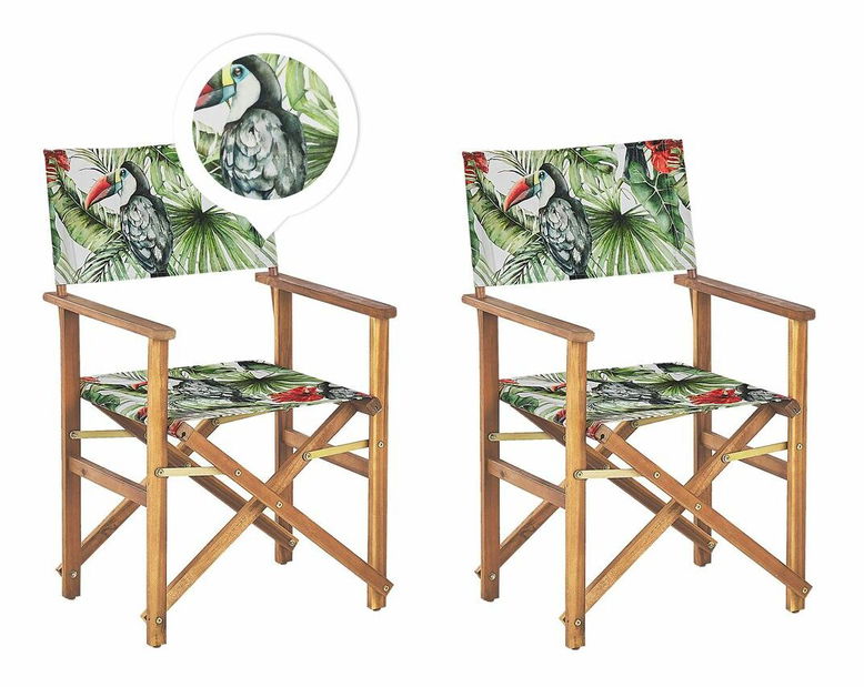 Set 2 vrtne ležaljke s rezervnim presvlakama Ciala (siva + uzorak tukana)