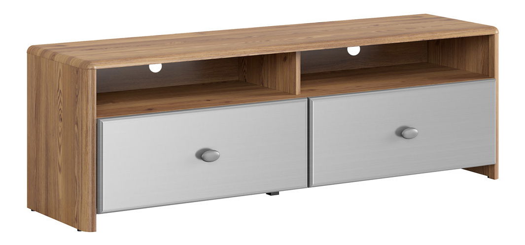 TV stolík/skrinka BRW Leda RTV2S (Smrekovec sibiu zlatý + Silver Metal Inox)