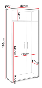 Ormar za garderobu Teratino 2D (bijela) 