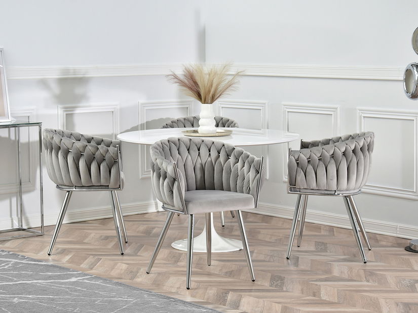 Jedálenská stolička Radio (sivá + strieborná)