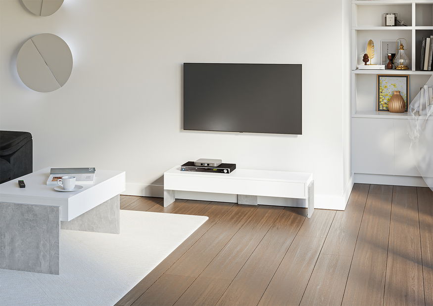 TV stolík Zantra (biela + kameň)