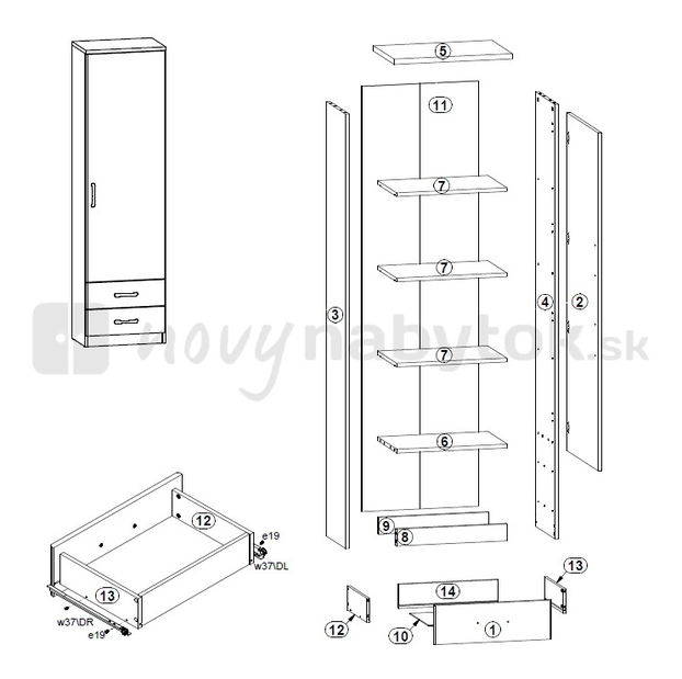 Policová skriňa BRW Klio REG1D2S