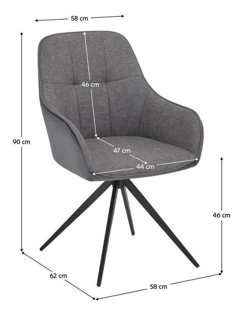Forgó étkezőszék Forelan (szürke + fekete) 