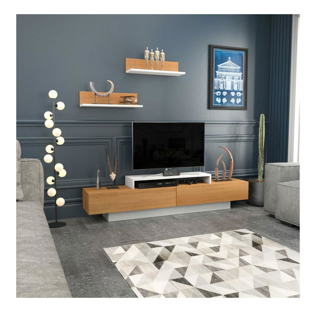 Mobilier living Lusalona (alb + teak)