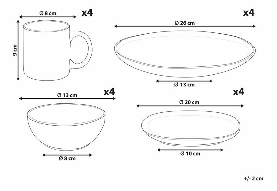 Set vesela 16 buc Tassia (maro)