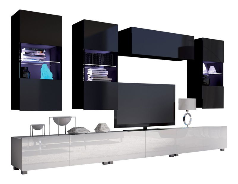 Mobilier living Badiani XI (alb + alb lucios)