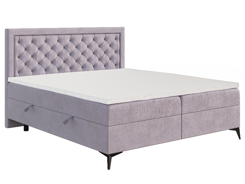 Franciaágy Boxspring 160 cm Lavande (levendula) (matraccal és tárolóhellyel)