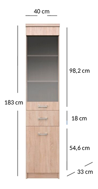 Vitrína Tianna 1d1w1s (dub sonoma)