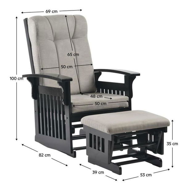 Hojdacie kreslo s podnožou Kairasa (sivá + čierna) 