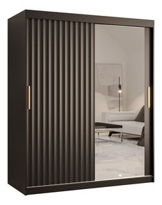 Šatníková skriňa so zrkadlom 180 cm Riana Wa 2 180 (čierna)