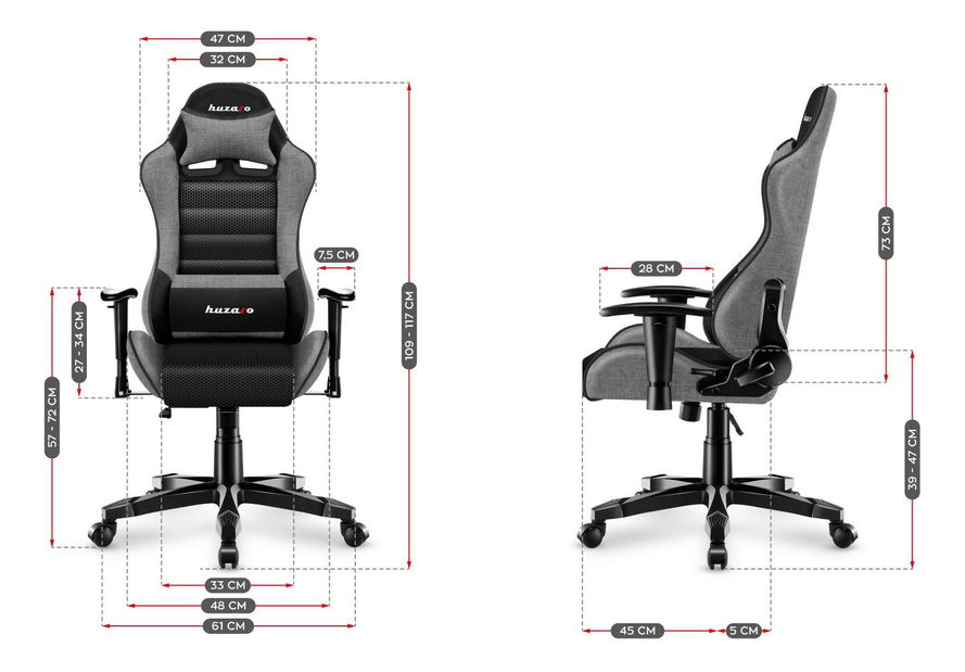 Scaun gaming pentru copii Rover 6 (negru + gri)