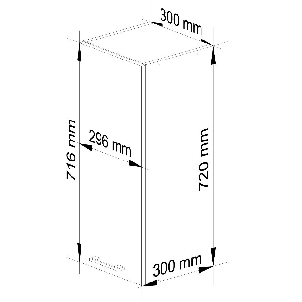 Felső konyhaszekrény Ozara W30 H720 (fehér + fényes piros)