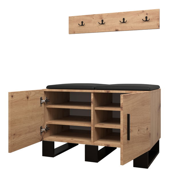 Set mobilier pentru hol Amanda 21 (Stejar artisan + verde)