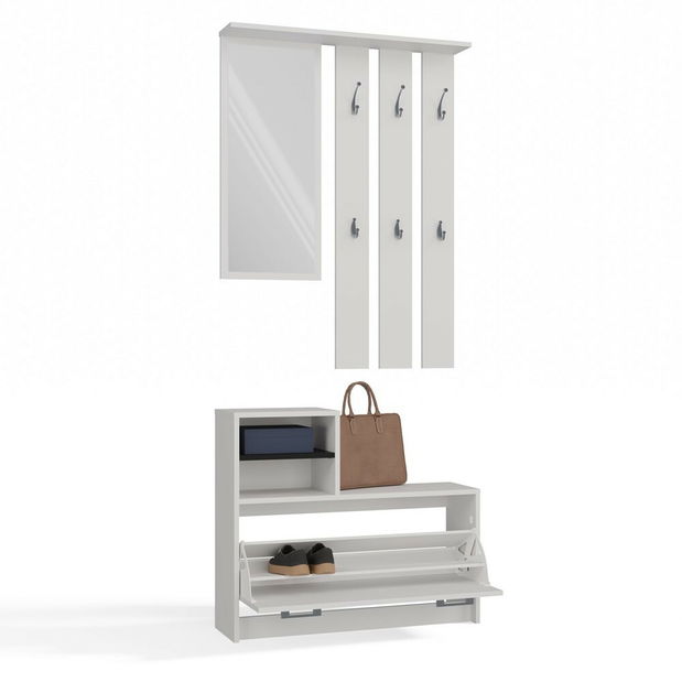 Set za predsoblje Vayan 1 (bijela) (s ogledalom)