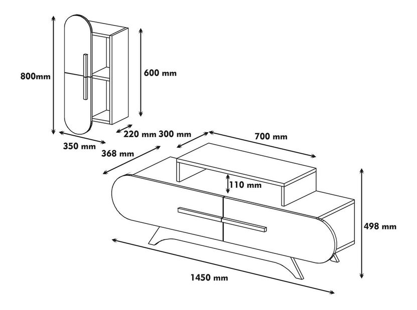 Obývacia stena Dolphie 2 (Orech + Žltá)