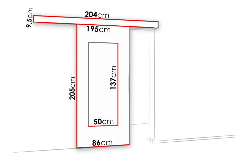 Klizna vrata Meralia VII 80 (jasen tamni + jasen tamni + ogledalo)