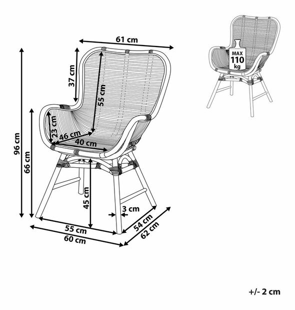 Záhradné ratanové kreslo Toglo (čierna)