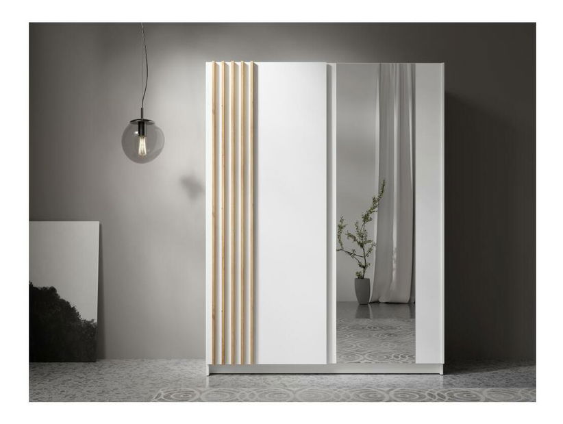 Dulap de haine Bogota 1 (alb + stejar artisan)